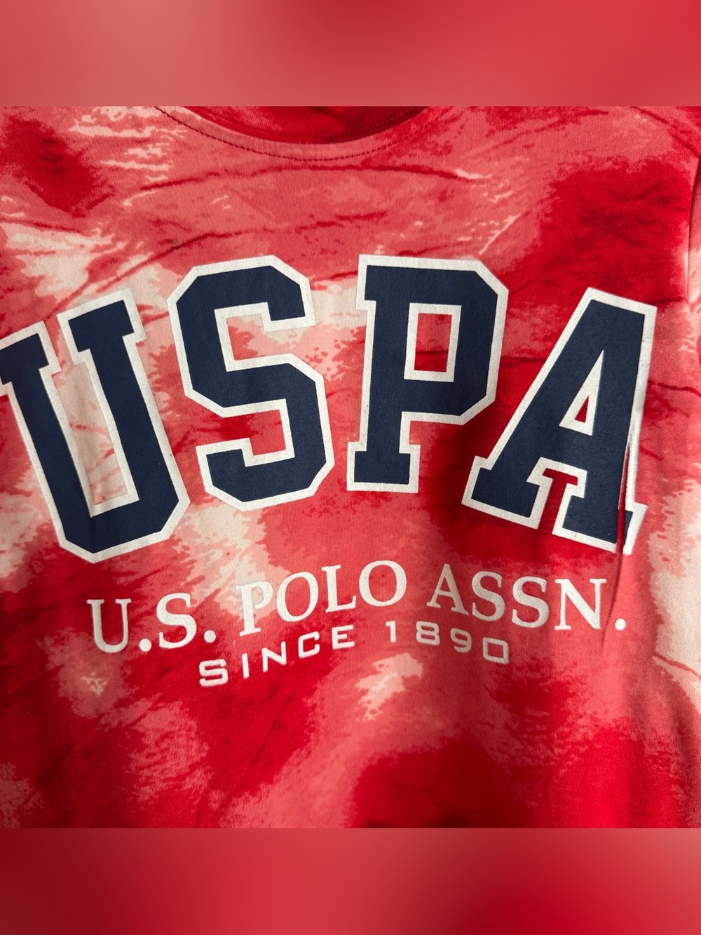 US Polo Assn Boys Pajama Set 6/7 Red Tie Dye USA Shirt Gray Shorts SleepWear New - Picture 3 of 16